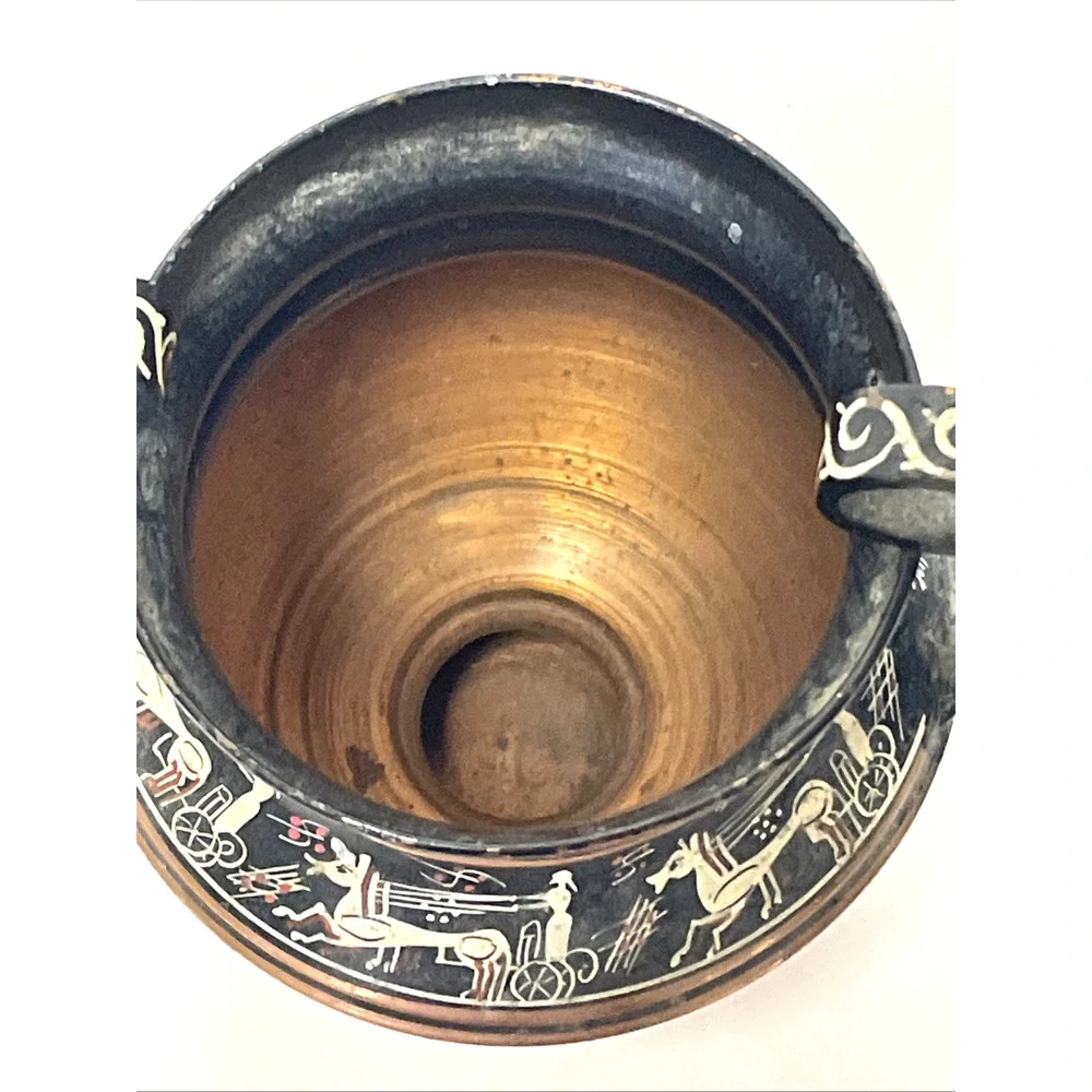 Greek Amphora Vase Hand Made in Greece Copper Black Urn 6